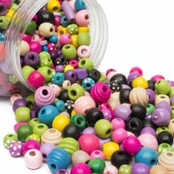 New ⭐ Colorific - Wooden Threading Beads - 480g Jar ????