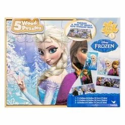 Wholesale ???? Paw Patrol Disney Frozen - 5 Wood Puzzles In A Storage Box ????
